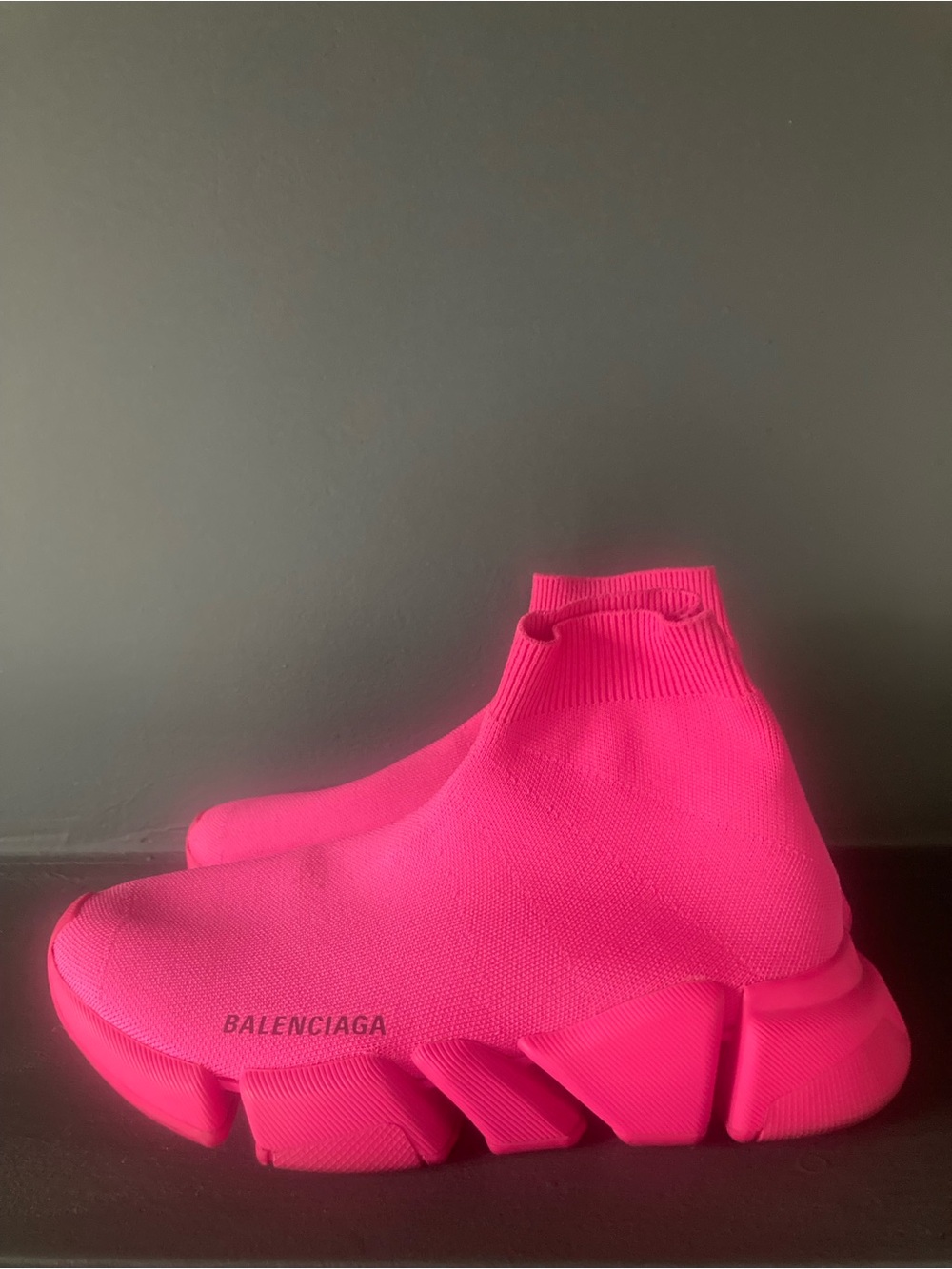 Balenciaga Neon Pink Sock-Style Speed Trainer Sneakers